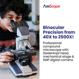 AmScope B120 Siedentopf head offers comfortable viewing with adjustable interpupillary distance