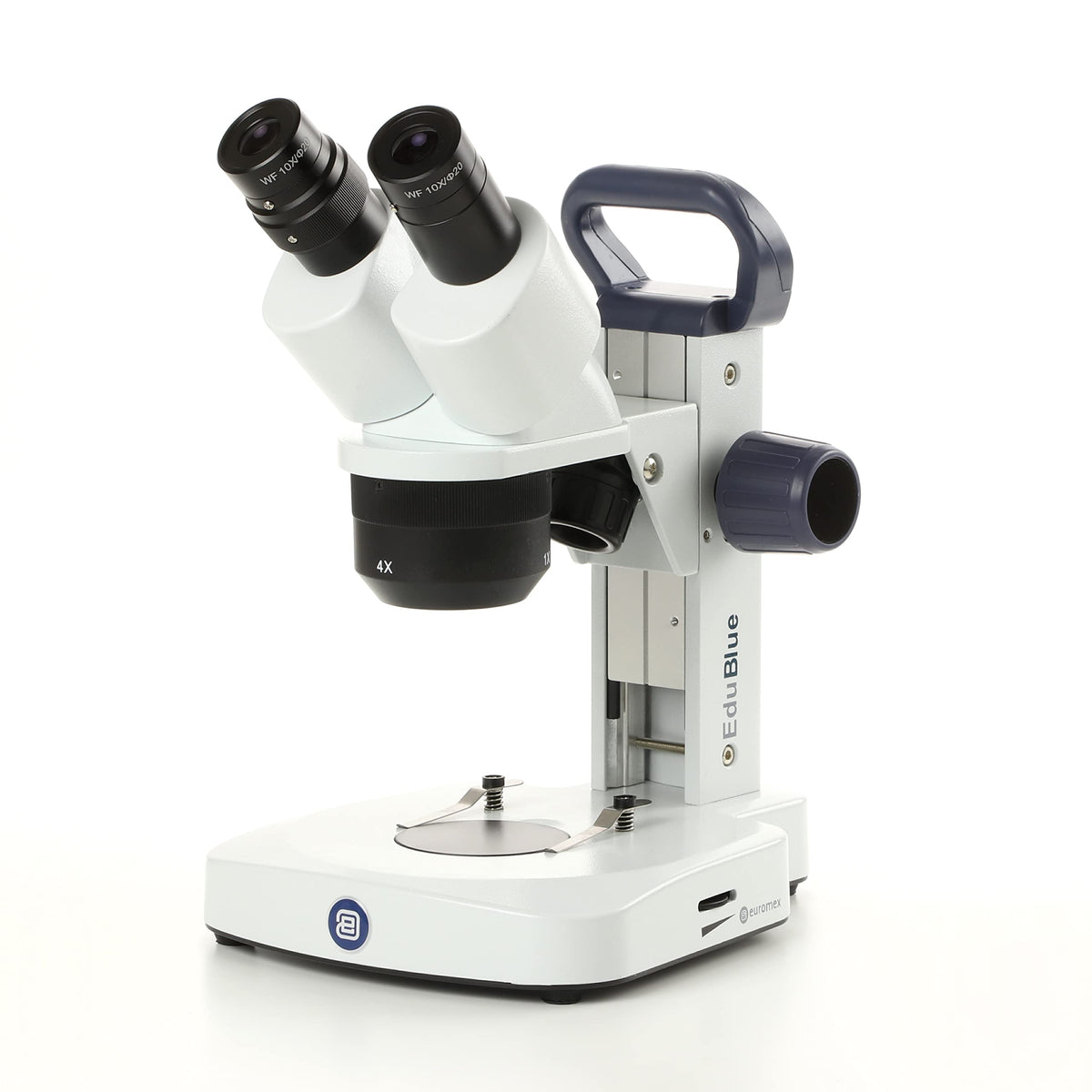 AmScope EduBlue binocular stereo microscope front view for classroom demonstrations