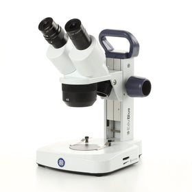 AmScope EduBlue binocular stereo microscope front view for classroom demonstrations