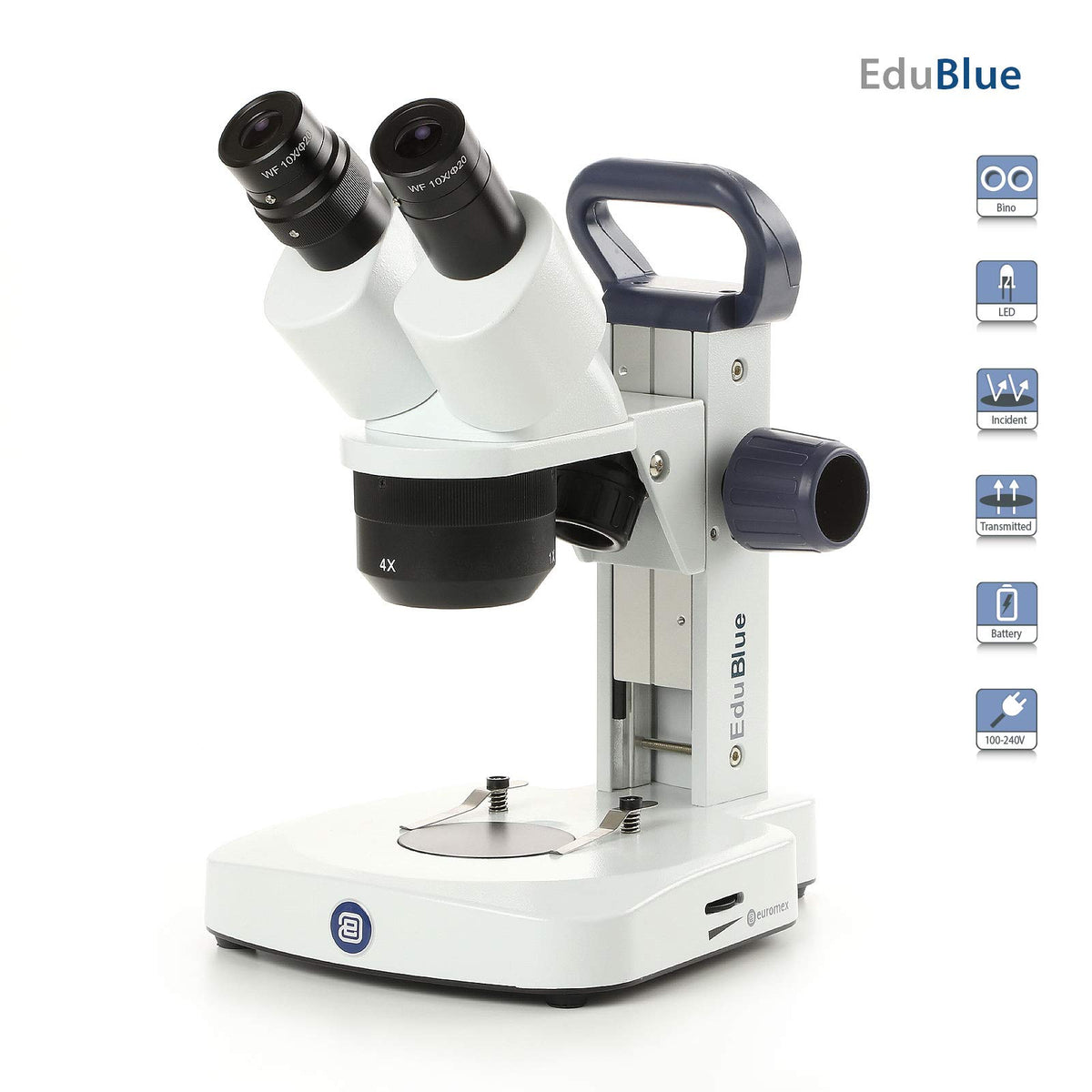 AmScope EduBlue 10x/20x/40x magnification for detailed specimen inspection
