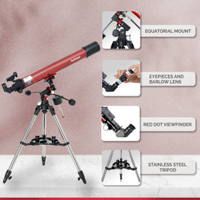 AmScope equatorial mount enabling smooth tracking of celestial objects