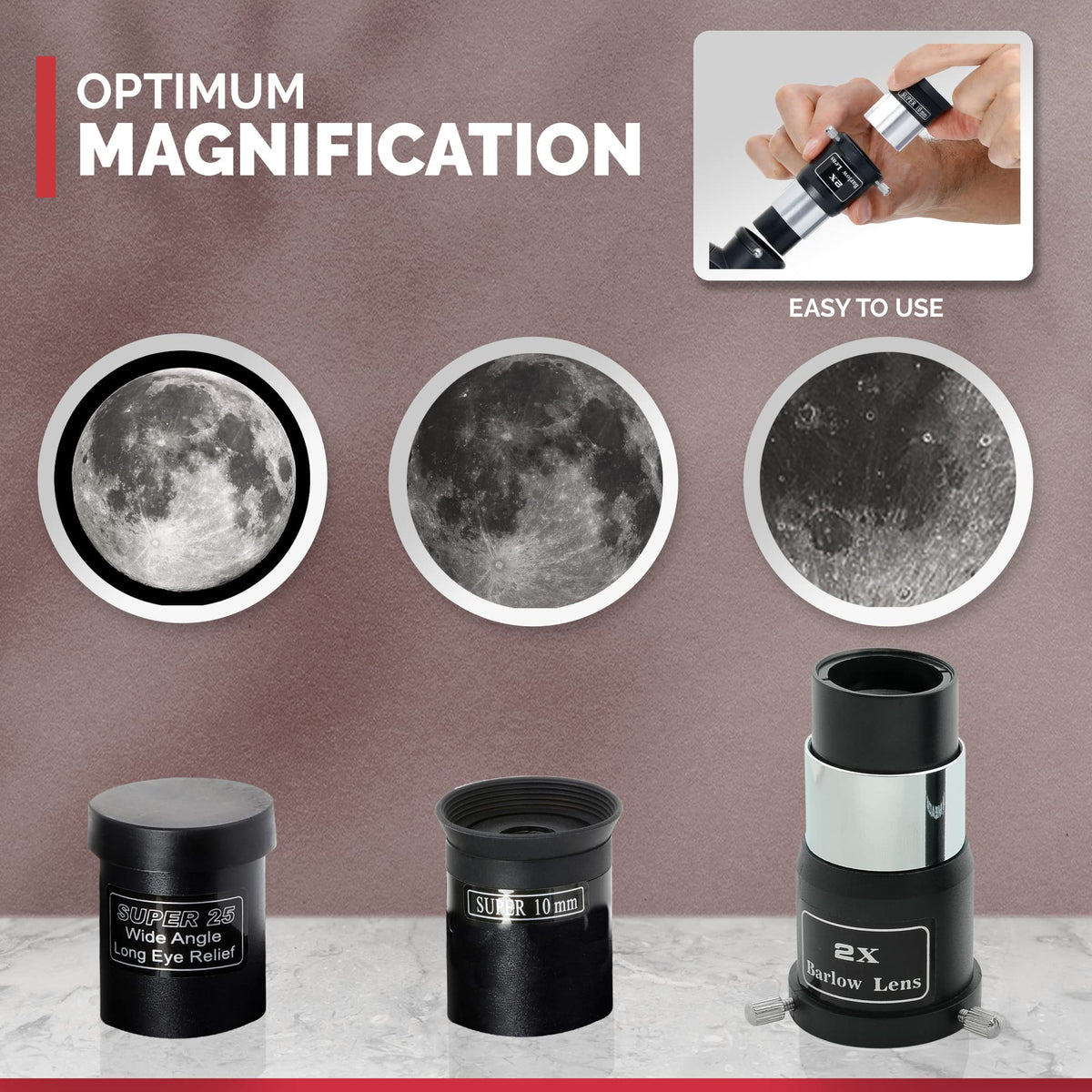 AmScope eyepiece 26mm for wider-field views and bright targets