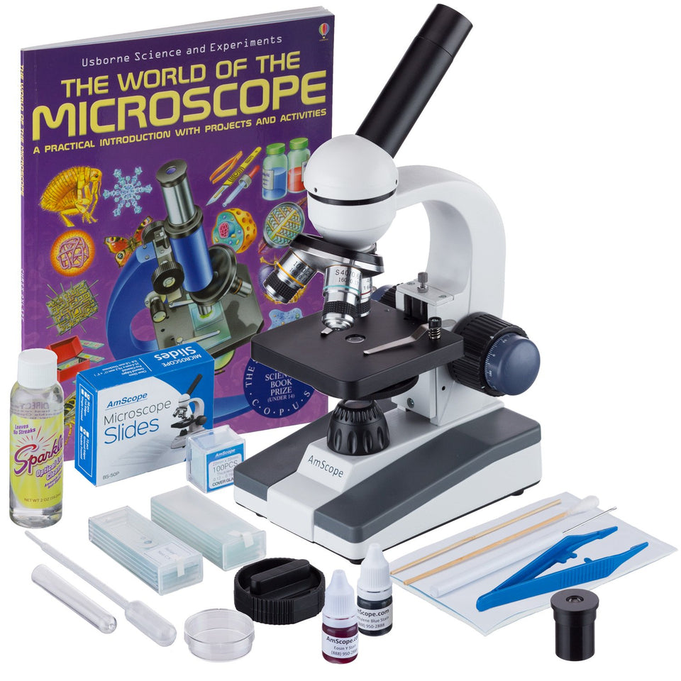 AmScope M150 360-degree rotatable head for versatile viewing and easy adjustments.