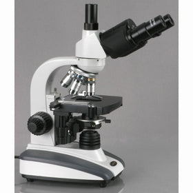 AmScope mechanical stage enabling precise slide positioning and smooth navigation.