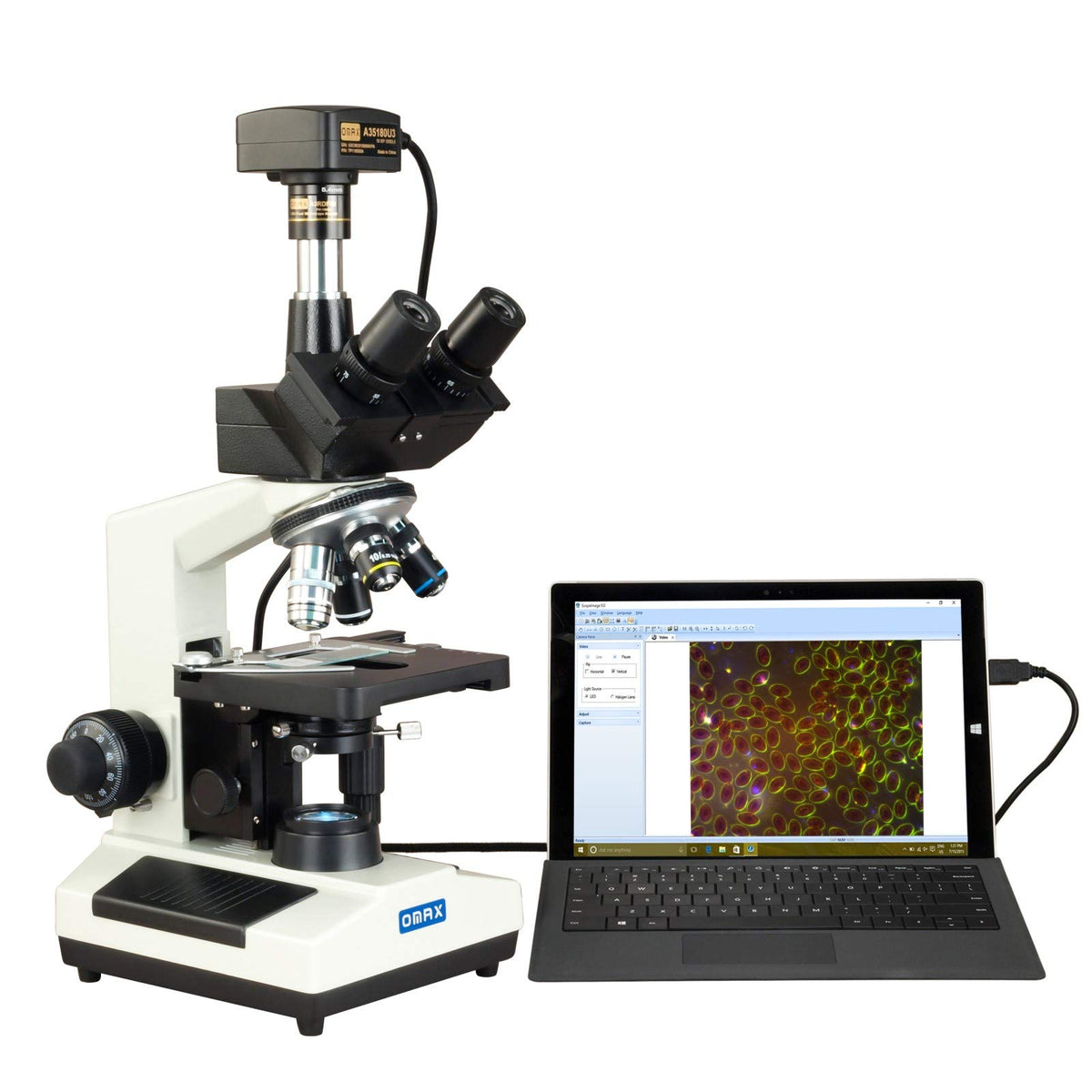 AmScope OMAX M837ZL-A191BOIL-C180U3 oil immersion objective for high-power viewing