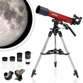 AmScope refractor ALT-AZ telescope with red dot finder for quick object locating
