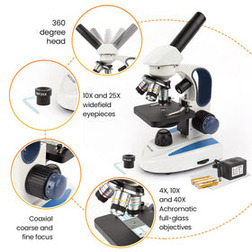 AmScope six-hole disc diaphragm enables precise light control.