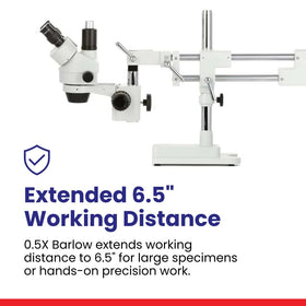 AmScope SM-4TPZ 2.0x Barlow lens increases magnification range