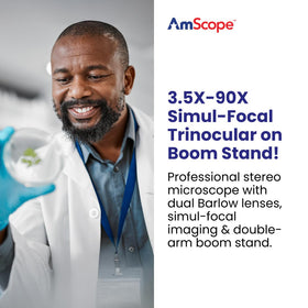AmScope SM-4TPZ boom stand arms provide flexible three-axis positioning
