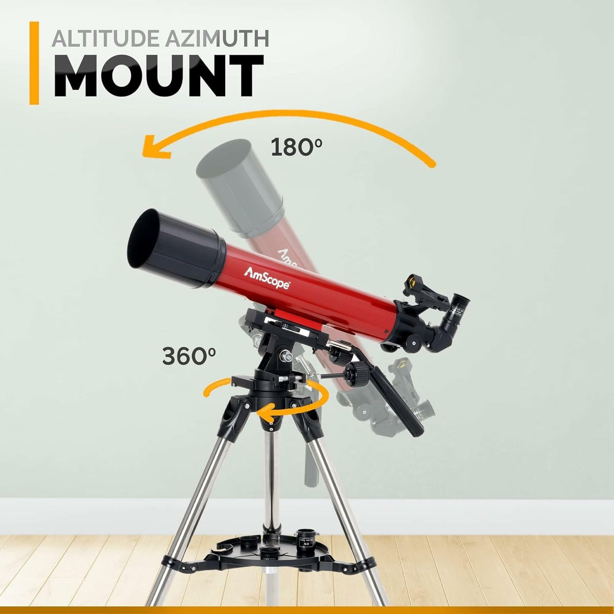 AmScope stainless steel tripod provides sturdy support during observing