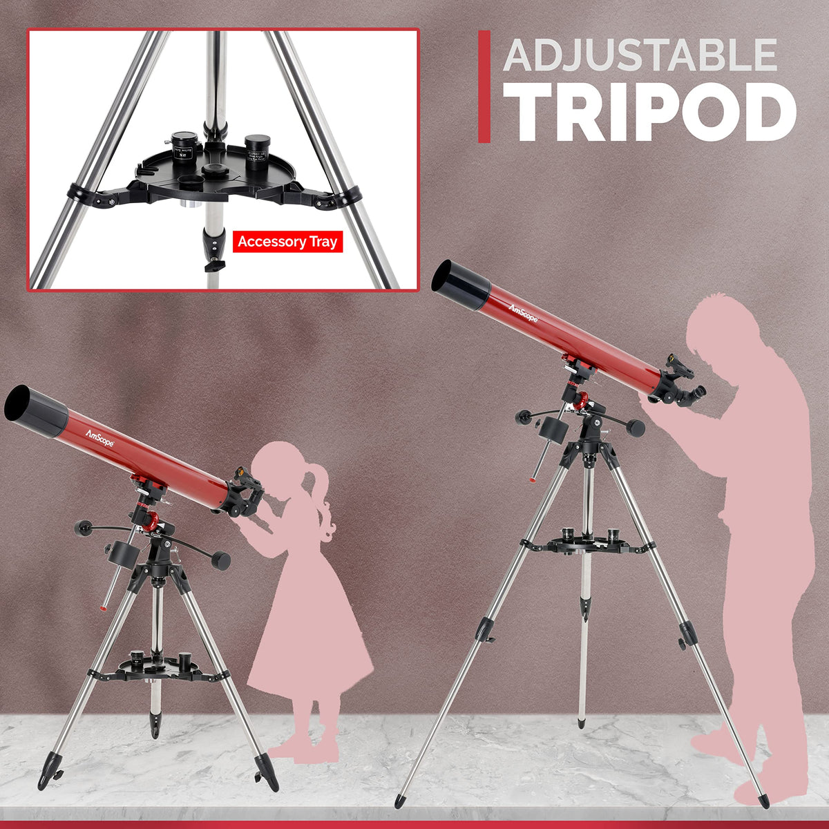 AmScope stainless steel tripod offers stable, vibration-resistant support