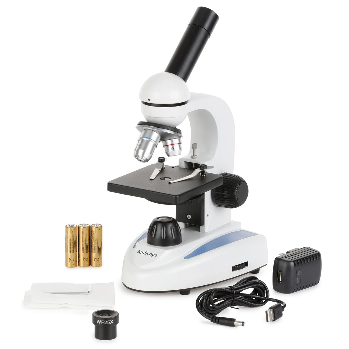 AmScope 25-piece prepared slides set ready for classroom exploration