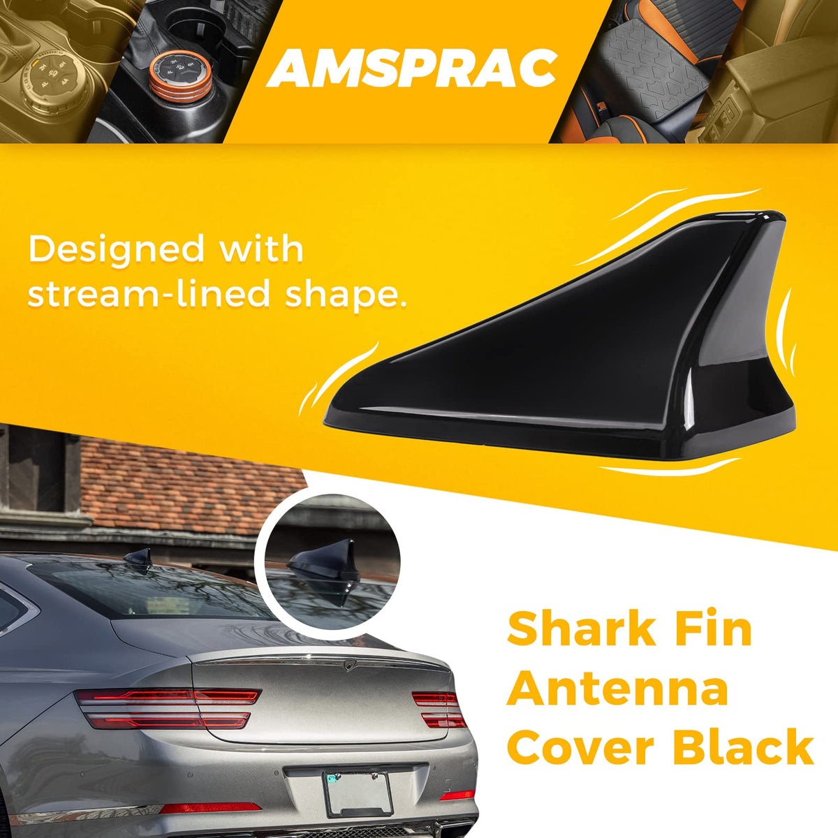 AMSPRAC Shark Fin Antenna Cover on Genesis G80 enhances styling with a clean profile