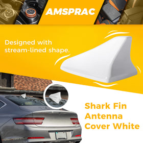 AMSPRAC antenna cover for Hyundai Sonata in white, weatherproof edge seal enhances exterior.