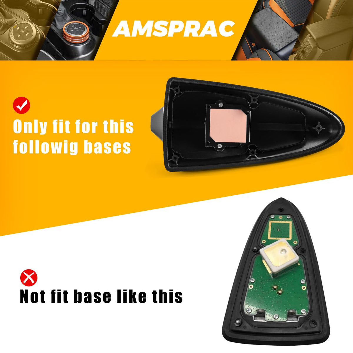 AMSPRAC Shark Fin Antenna Cover with waterproof edge seal protects the roof seam