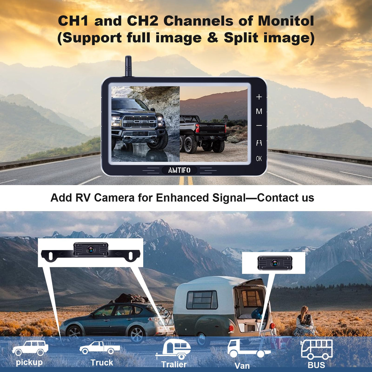 AMTIFO 5-inch IPS display provides wide viewing angles and quick response