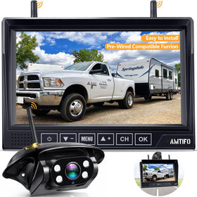 AMTIFO 7-inch HD monitor displaying rear view for safer RV maneuvers