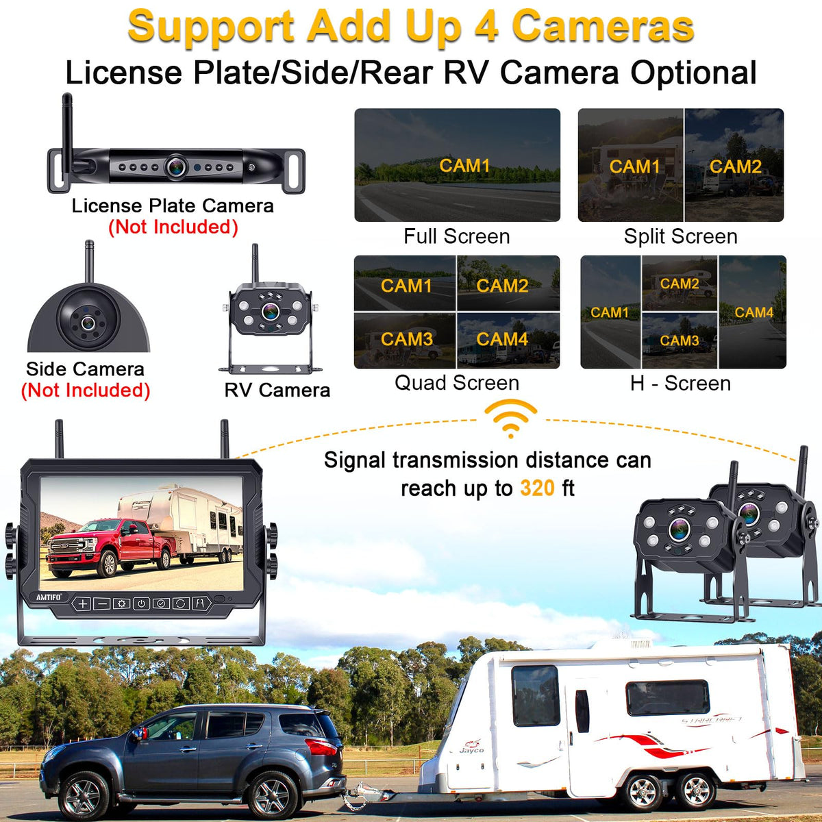 AMTIFO dual-antenna signal upgrade boosts range and stability for reliable video.