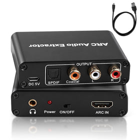 Amviuut HDMI ARC Audio Extractor front view showing easy setup for crisp TV audio