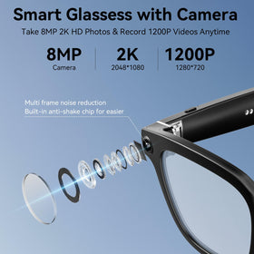 Amwentu AI glasses 8-hour audio battery for long sessions