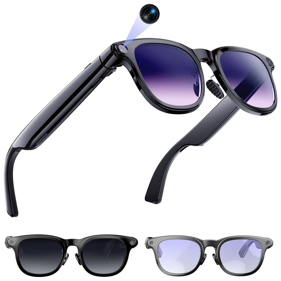 Amwentu AI Smart Glasses with 4K video capture for hands-free vlogging.