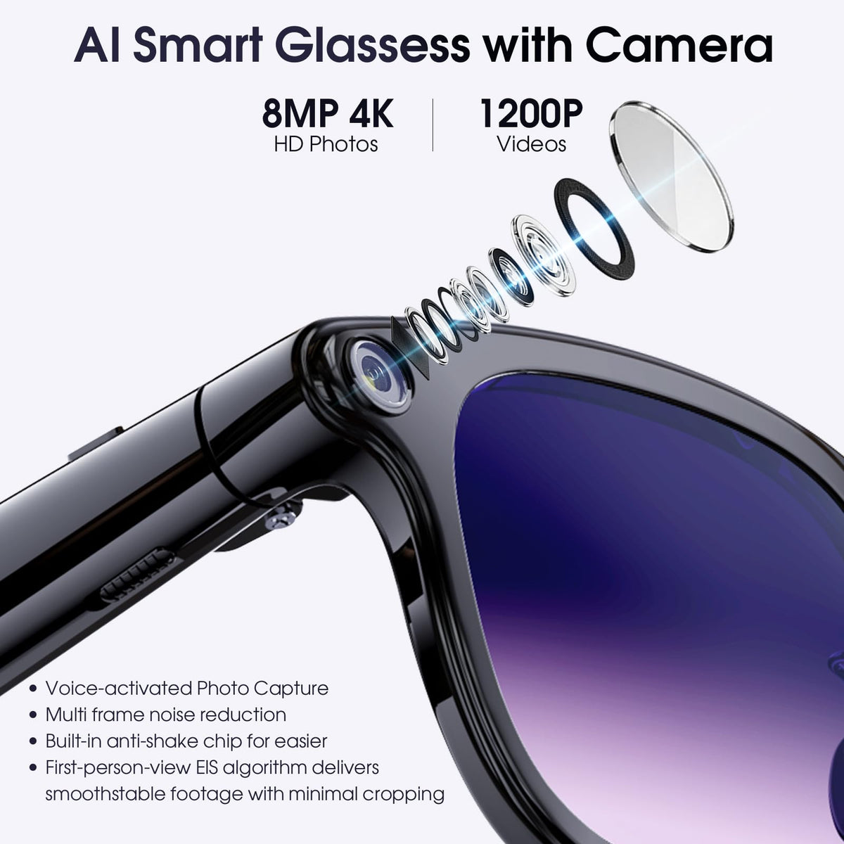 Amwentu AI Smart Glasses long battery life for all-day wear.