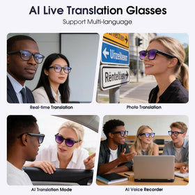 Amwentu AI Smart Glasses real-time translation for multilingual conversations.