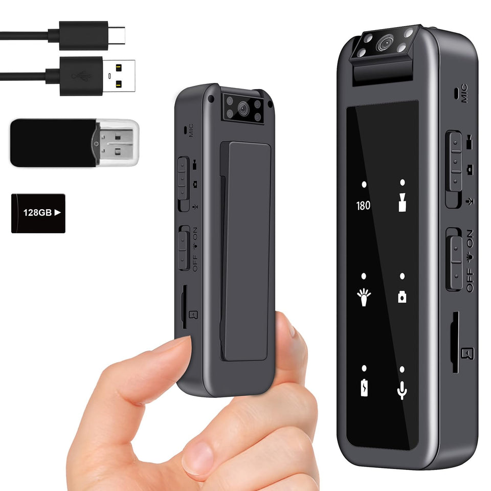 Amyway front view showing compact body camera and clip for easy wear