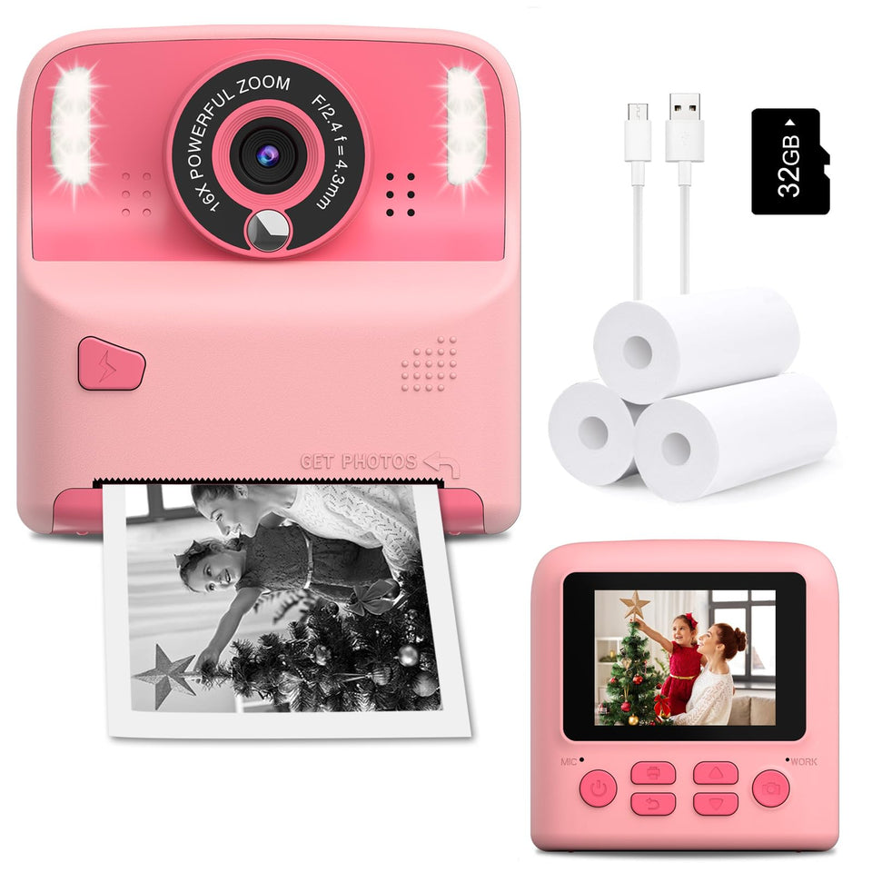 Amzelas Kids Instant Print Camera front view for easy beginner photography