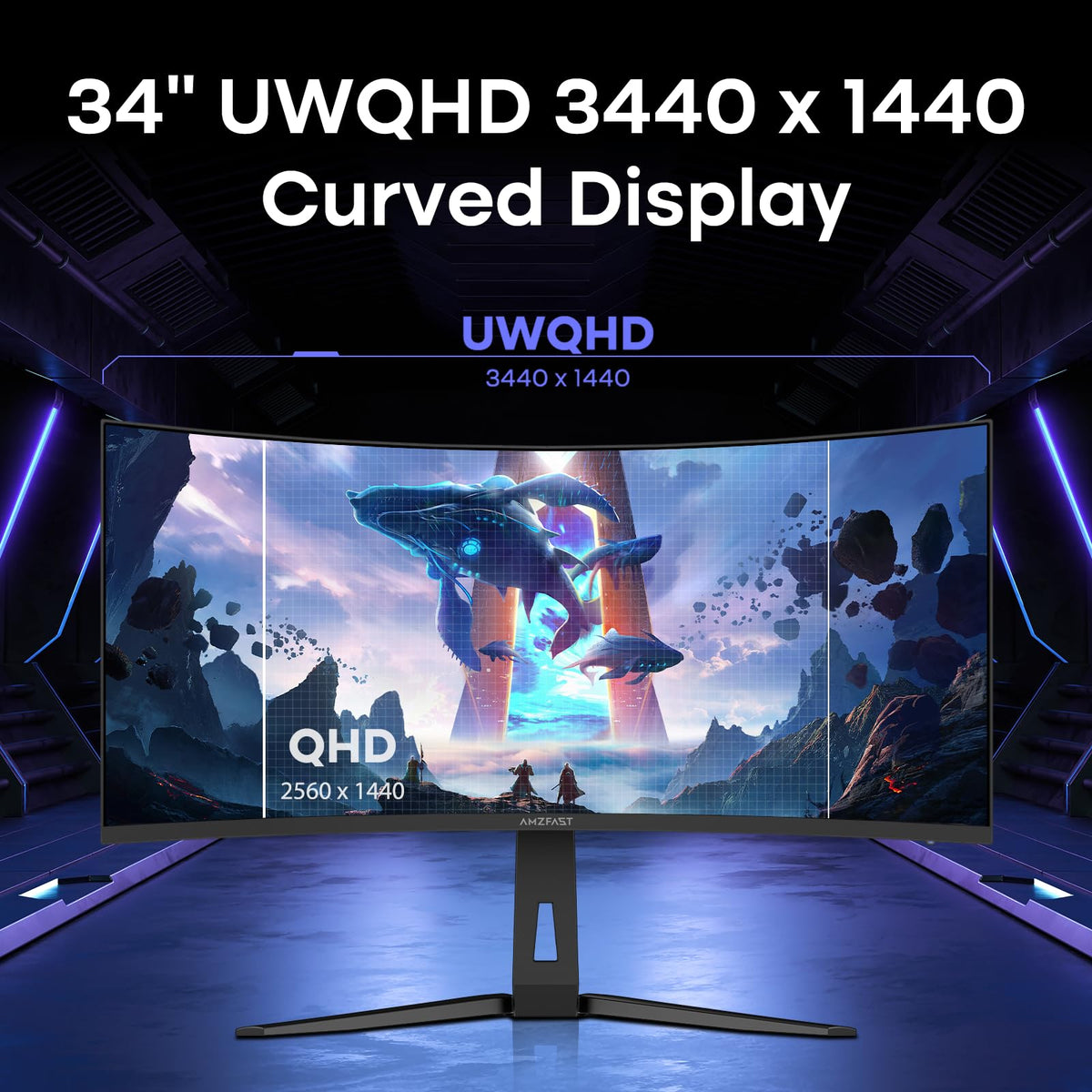 Amzfast 200Hz with 1ms OD response for smooth, responsive gameplay