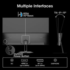 Amzfast 24in monitor shows HDMI 2.0 and DP 1.4 connectivity options