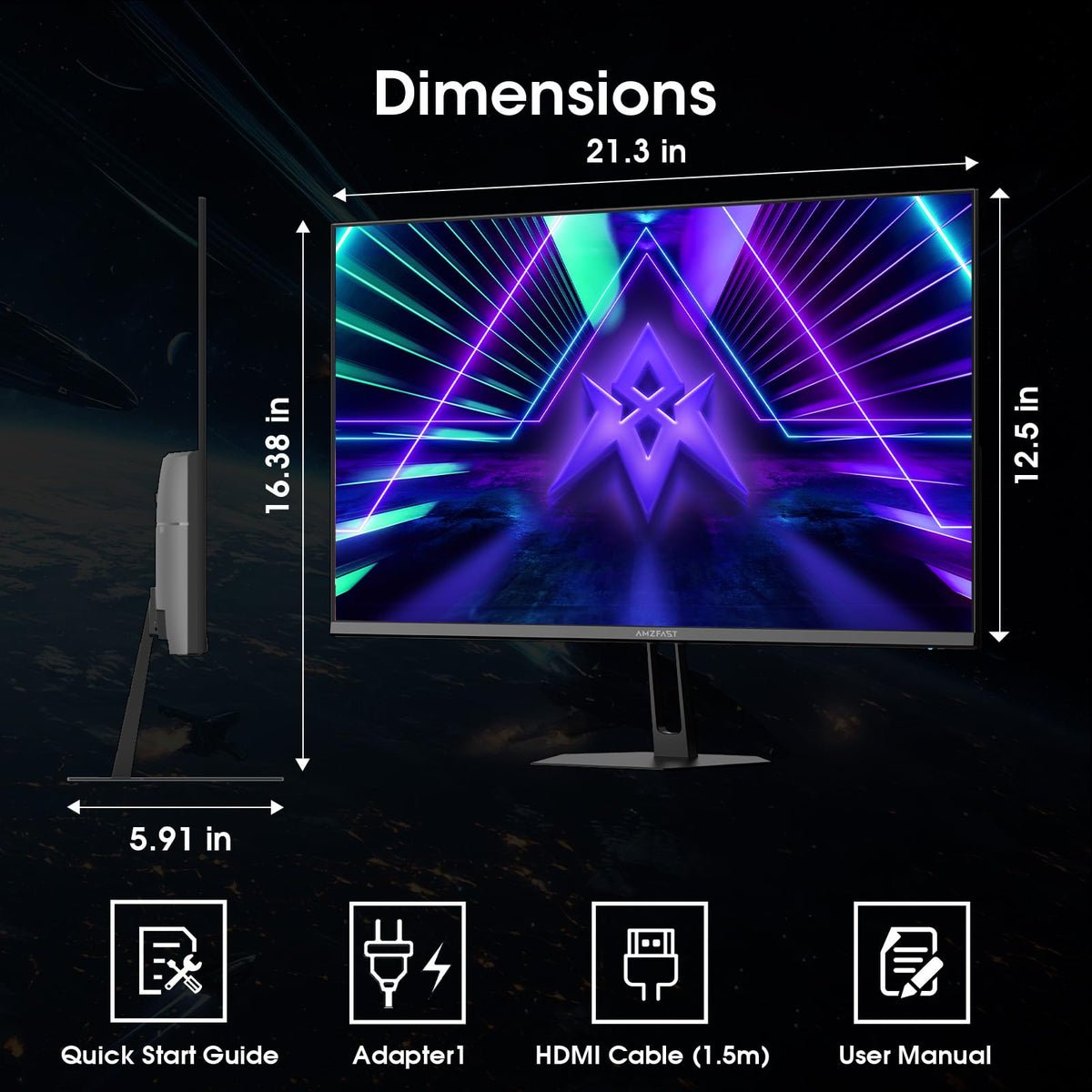 Amzfast 24in monitor offers tilt and ergonomic adjustments for comfortable setup
