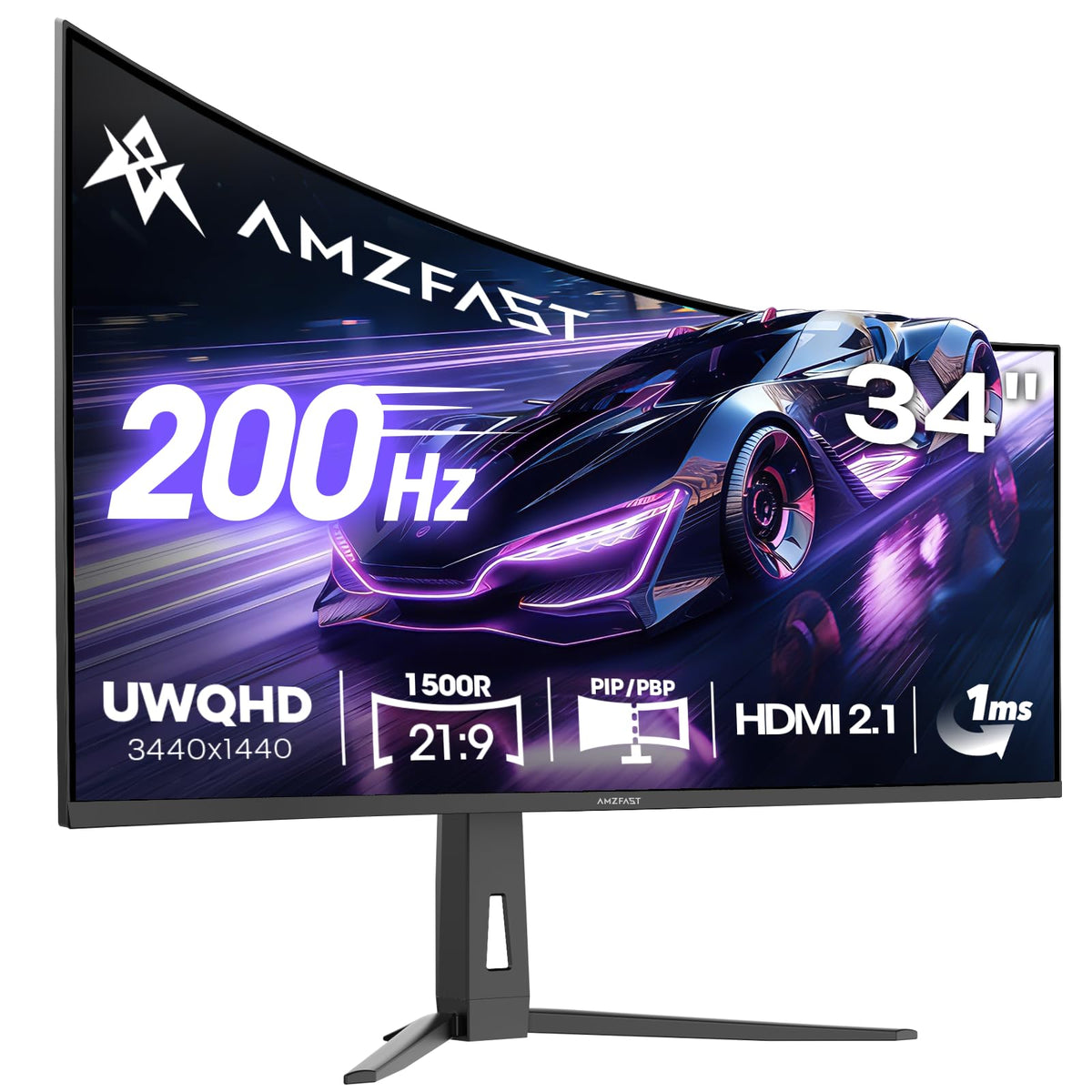 Amzfast 34-inch ultrawide curved display for immersive gaming and movies