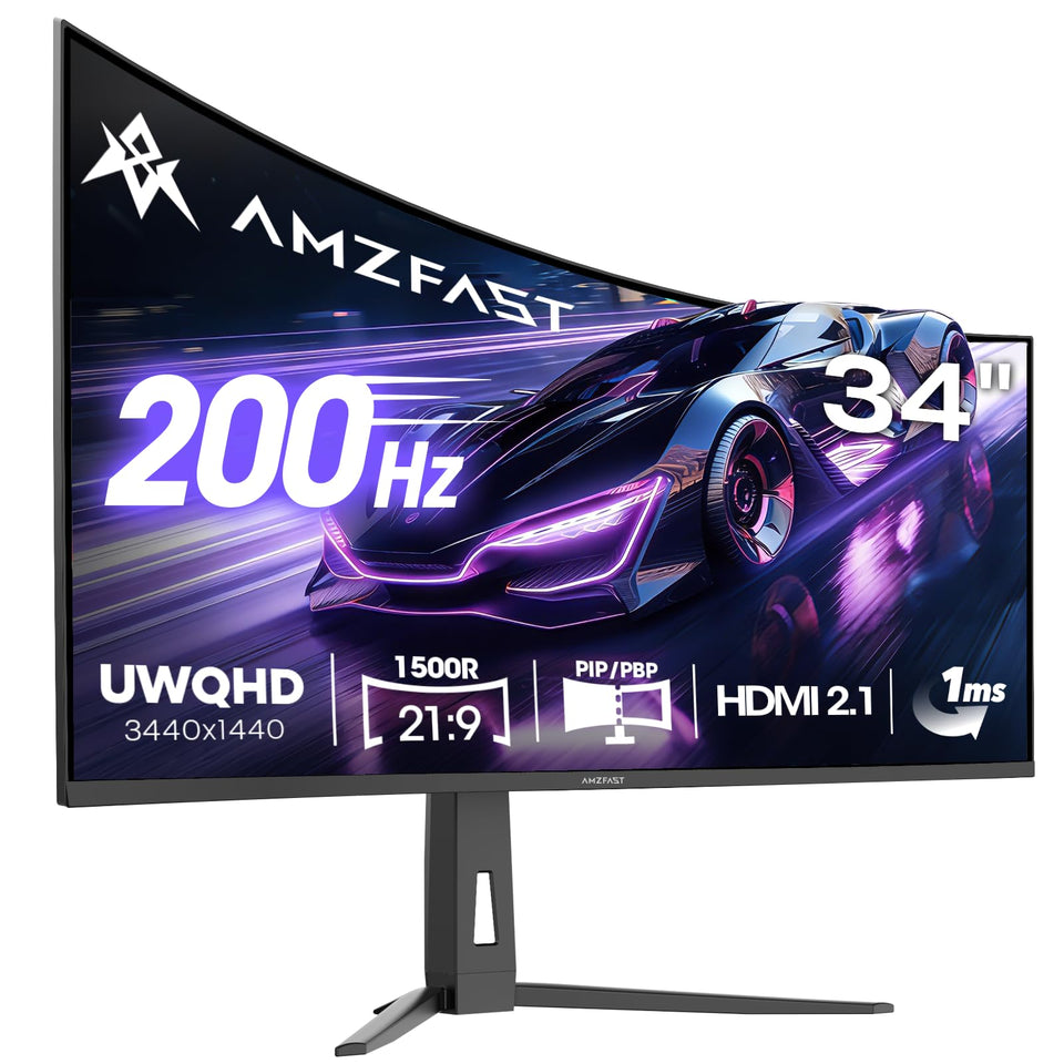 Amzfast 34-inch ultrawide curved display for immersive gaming and movies