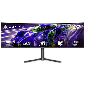 Amzfast 49-inch curved monitor dual QHD ultrawide view for immersive gaming and multitasking