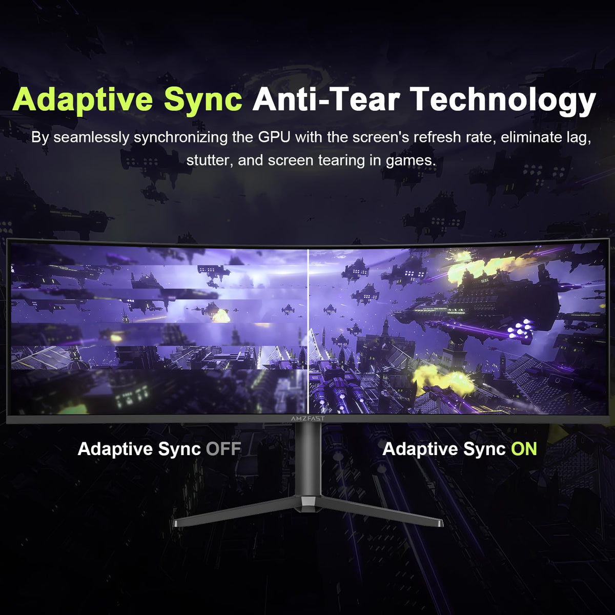 Amzfast 49-inch curved monitor HDR and eye care reduce fatigue during long sessions