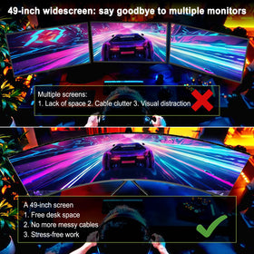 Amzfast 49-inch curved monitor tilt and rotate for optimal angles
