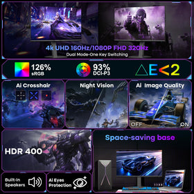 Amzfast 4K gaming monitor HDR400 front view highlighting bright highlights and detailed shadows