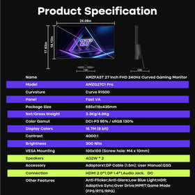 Amzfast AMZG27C1 Pro VESA mount compatibility for clean desk layouts.