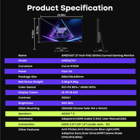 Amzfast AMZG27C1 VESA mount ready for flexible setup