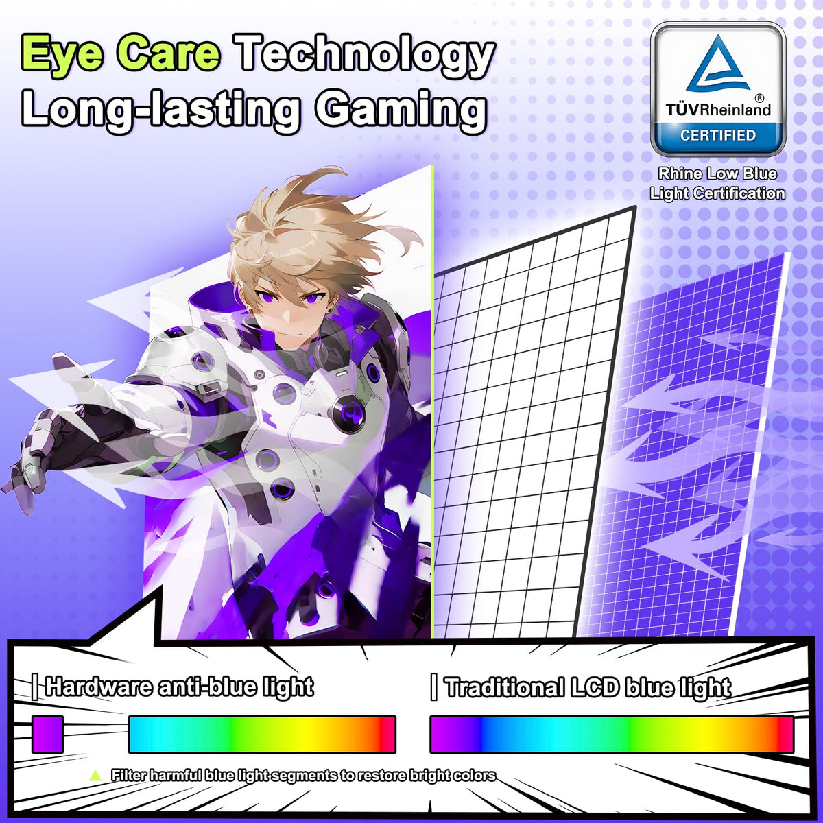 Amzfast G25F6F TÜV eye care certified panel supports comfy long sessions.