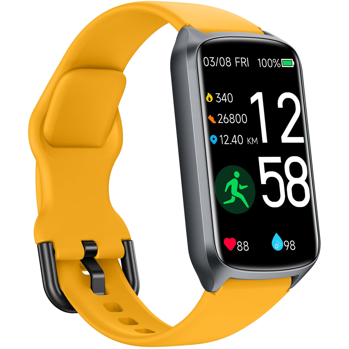 Amzhero front display showing colorful workout dashboard and clear metrics