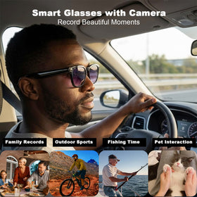 AMZISH AI Smart Glasses dual-mic ENC for clearer calls.