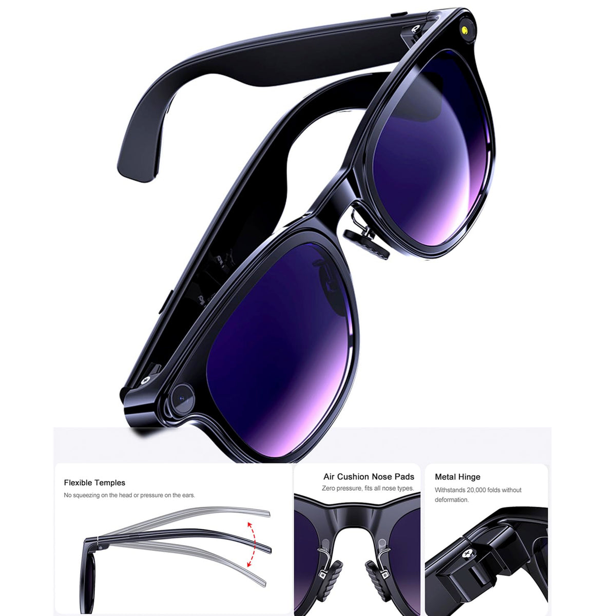 AMZISH AI Smart Glasses real-time translation across 144 languages.