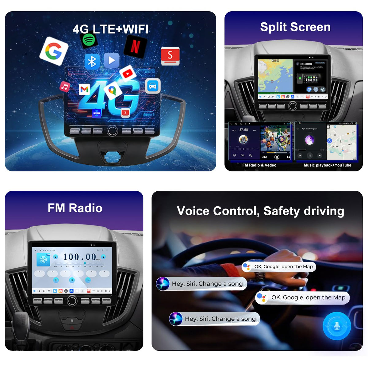 amzlegend QLED radio Wireless Android Auto in Ford Transit