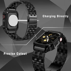 Amznew HASLFM band with case — side view highlights slim profile and robust build.