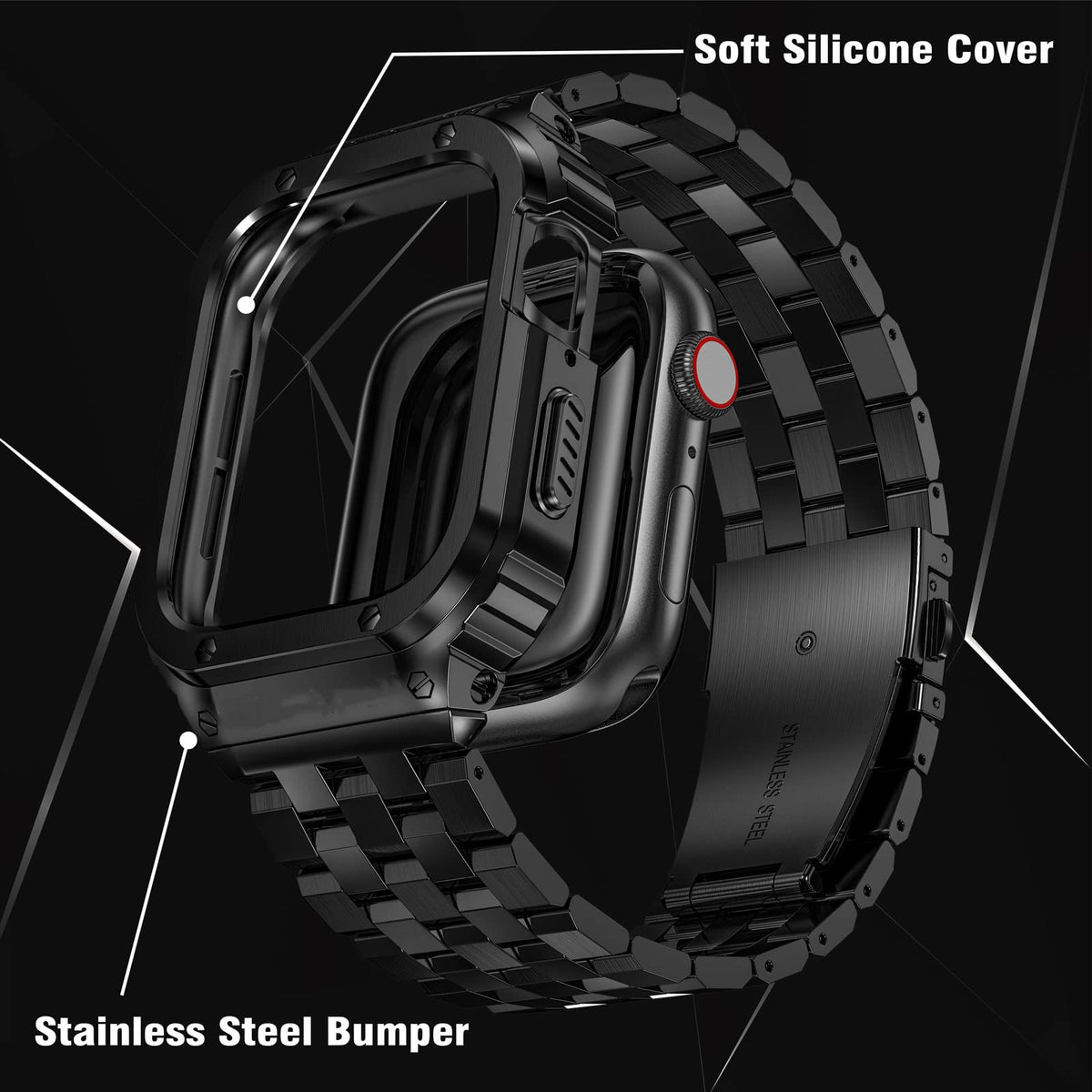 Amznew stainless-steel finish close-up reveals polished premium texture.