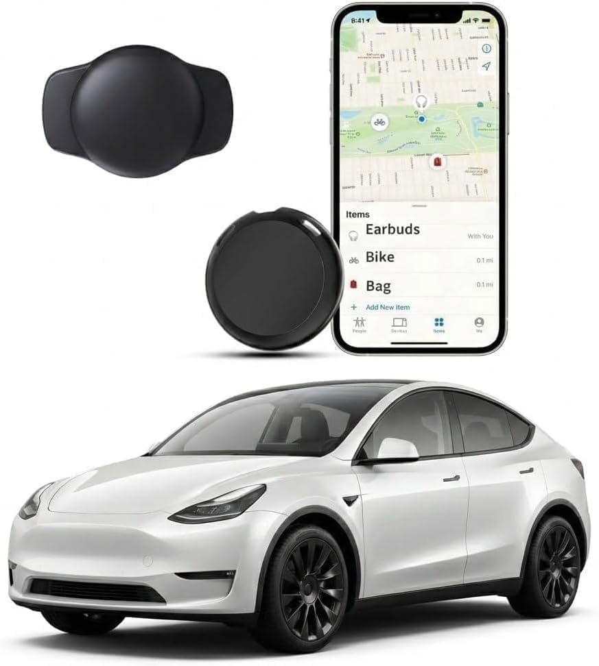 AMZSMT GPS tracker with magnetic case for discreet car anti-theft placement.