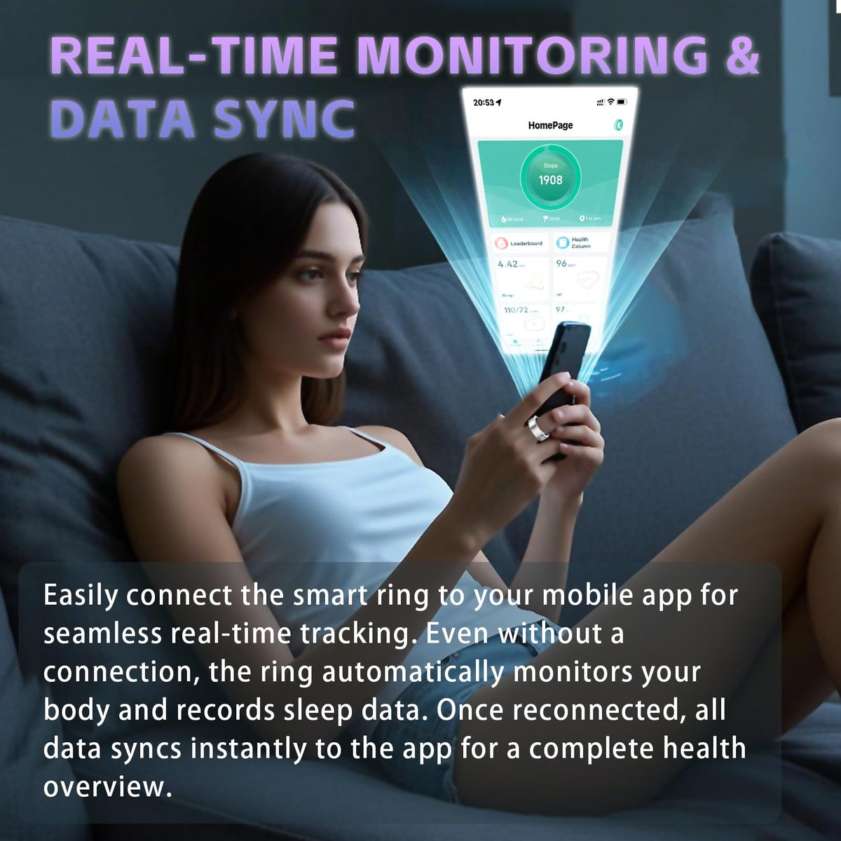 Anarow smart ring during run with steps, calories and distance