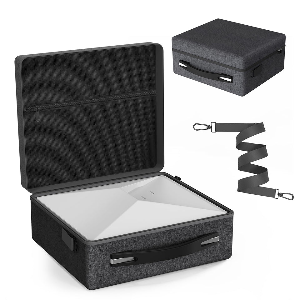 Anautin front view of case showing robust shell and secure latches for safe travel